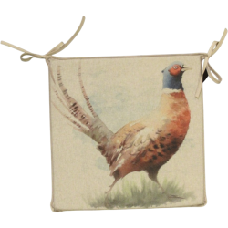 Pheasant Reversible Square Seat Pads | Set of 2,4,6 or 8 Chair Pads