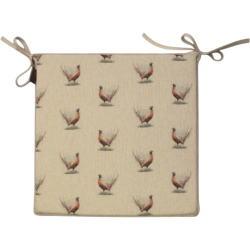 Pheasant Reversible Square Seat Pads | Set of 2,4,6 or 8 Chair Pads