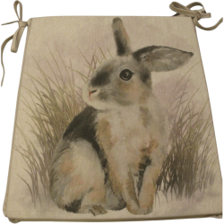 Large Rabbit Reversible Square Seat Pads | Set of 2,4,6 or 8 Chair Pads