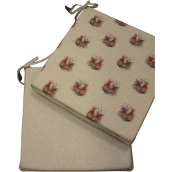 Small Roosters Reversible Square Seat Pads | Set of 2,4,6,8 Chair Pads