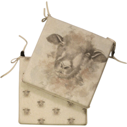 Coussin de siège carré réversible motif mouton | Lot de 2, 4, 6 ou 8 coussins pour chaises de campagne