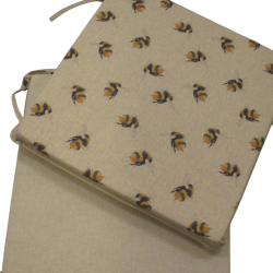 Bumble Bees Reversible Square Seat Pads | Set of 2,4,6 or 8 Chair Pads