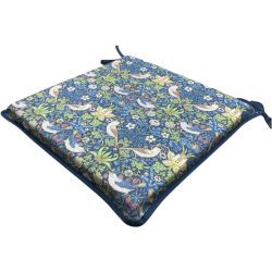 Cuscino Quadrato per Sedia Strawberry Thief Blu Navy | Cuscini Quadrati Rossi per Sedia con Lacci