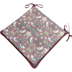 Square Seat Pad Strawberry Thief Crimson | Floral Red Square Seat Pads