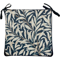 Coussin de siège carré, tapisserie d'ébène à motif de branches de saule | Coussins de siège William Morris