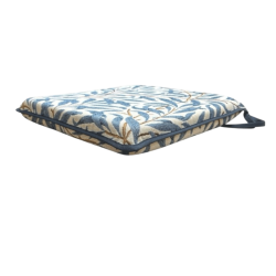 Coussin d'assise carré à motif de branches de saule et tapisserie azur | Coussins d'assise à motifs bleus