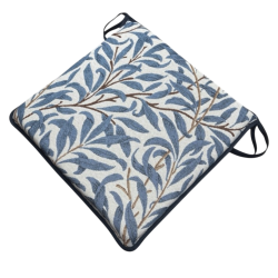 Quadratisches Sitzkissen Willow Bough Azure Tapestry | Blau gemusterte Sitzkissen