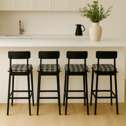 Highland Check Denim Square Seat Pads | Geometric Square Seat Pads
