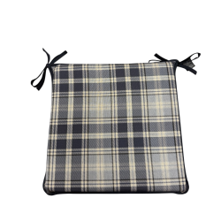 Highland Check Denim Square Seat Pads | Geometric Square Seat Pads