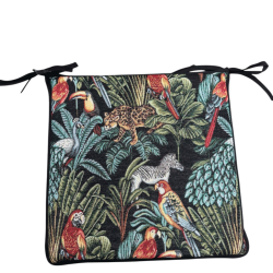 Coussins de siège carrés Tapisserie Forêt Tropicale Noire | Coussins de chaise carrés antidérapants