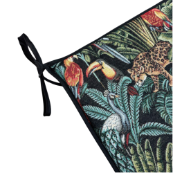 Square Seat Pads Black Rainforest Tapestry | Non-Slip Square Chair Pads