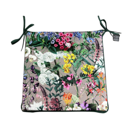 Square Shaped Floral Velvet Chair Pads | Floral Square Seat Pads