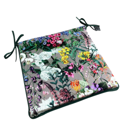 Coussins de chaise carrés en velours à motifs floraux | Coussins de siège carrés à motifs floraux