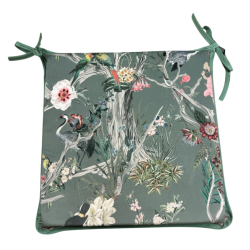 Coussins de siège carrés en velours à motifs chinoiserie | Coussins de siège carrés en velours à motifs