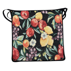 Coussin de chaise carré à motif de fruits noirs | Coussin de chaise carré multicolore