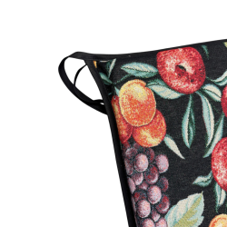 Coussin de chaise carré à motif de fruits noirs | Coussin de chaise carré multicolore