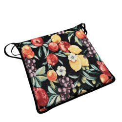 Coussin de chaise carré à motif de fruits noirs | Coussin de chaise carré multicolore