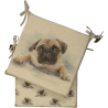 Large Pug Reversible Square Seat Pads | Set of 2, 4, 6 or 8 Chair Pads