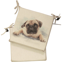 Grote Pug Omkeerbare Vierkante Stoelkussens | Set van 2, 4, 6 of 8 Stoelkussens