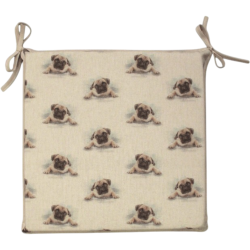 Large Pug Reversible Square Seat Pads | Set of 2, 4, 6 or 8 Chair Pads