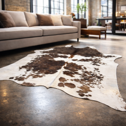 Tapis en peau de vache marron et blanche extra large | Peau de vache naturelle extra large