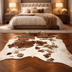 Extra Large Brown & White Cowhide Rug | X/Large Natural Cow Hide
