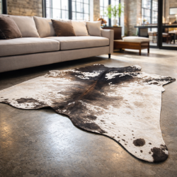 Extra Large Brown & off- White Cowhide Rug | X/Large Brown Cow Skin