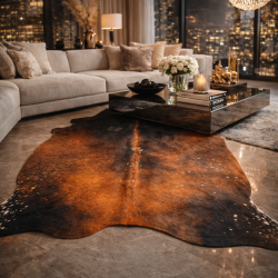 Large Brown Cowhide Rug | Large Brown Cow Hide | Natural Hair on Hide