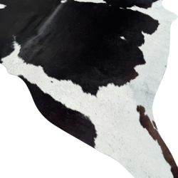 Tapis extra large en peau de vache noire et blanc cassé | Tapis en peau à poils très large