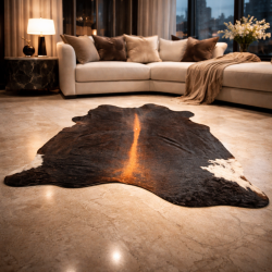 Large Black Brown Cowhide Rug | Dark Brown Cow Hide | Dark Hair on Hide