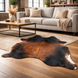 Grand tapis en peau de vache marron et fauve | Peau de vache marron clair | Poils fauves