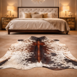 Large Brown Speckled Cowhide Rug | Speckled Cowskin | Hair on Hide Rug