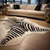 Tapis en peau de vache zébrée imprimée extra-large | Tapis en peau de vache zébrée noire et blanche |