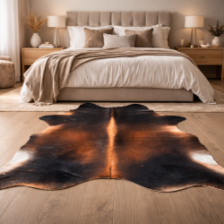 Tapis en peau de vache marron et blanche XX/Large | Tapis en peau de vache marron Double XL |