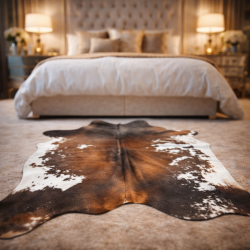 Large Natural Cowhide | Brown & White Cow Hide Rug| Brown Hair on Hide