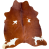 Large Chestnut Brown & White Cowhide | Red Brown & White Cow Hide Rug|