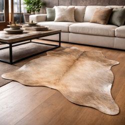 Large Brown/Beige Cowhide Rug | Pale Brown Cowskin | Large Hair on Hide