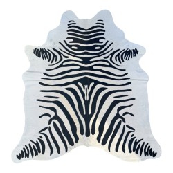 Tapis en peau de vache à motif zèbre grand format | Grand tapis en peau de vache zébrée noire et blanche