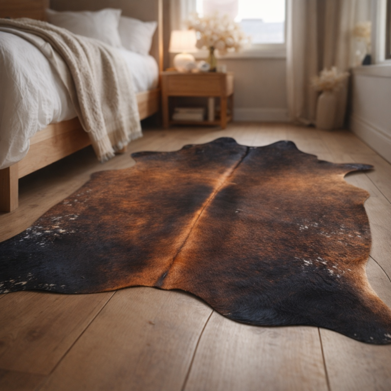 Tapis en peau de vache marron | Grande peau de vache marron | Peau à poils marron