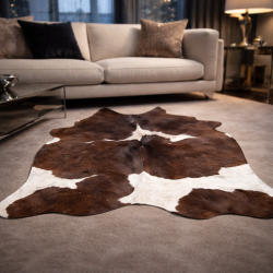Tapis en peau de vache marron et blanche | Grandes peaux de vache