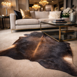 Large Natural Brown Cowhide | Brown Cow Hide Rug| Brown Hair on Hide |