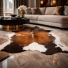 Tapis en peau de vache extra large, marron et blanc cassé | Peau de vache naturelle extra large