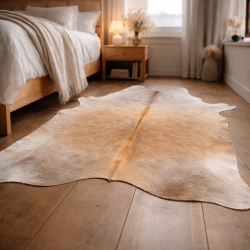 Tapis en peau de vache marron/beige double XL | Peau de vache marron clair | Peau de vache XXL |