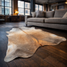 Double XL Brown/Beige Cowhide Rug | Pale Brown Cowskin | XXL Cowhide |