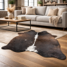 Grande peau de vache naturelle | Tapis en peau de vache marron et blanche | Poils bruns sur la peau