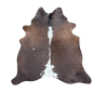 Grande peau de vache naturelle | Tapis en peau de vache marron et blanche | Poils bruns sur la peau