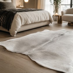 Large Light Grey Cowhide Rug | Pale Grey Cow Skin | Grey Hair on Hide