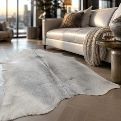 Large Light Grey Cowhide Rug | Pale Grey Cow Skin | Grey Hair on Hide