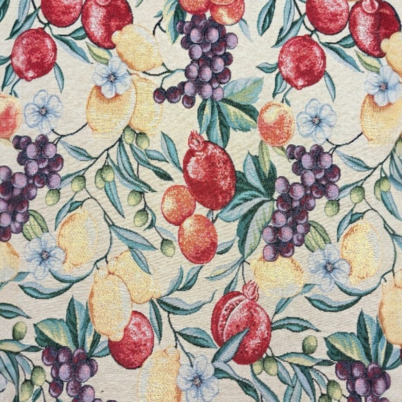Tissu tapisserie à motifs de fruits naturels | Tissu imprimé fruits | Tissu pour loisirs créatifs à motifs de fruits