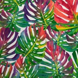 Tissu à motifs de feuilles tropicales | Tissu multicolore lumineux | Tissu tropical